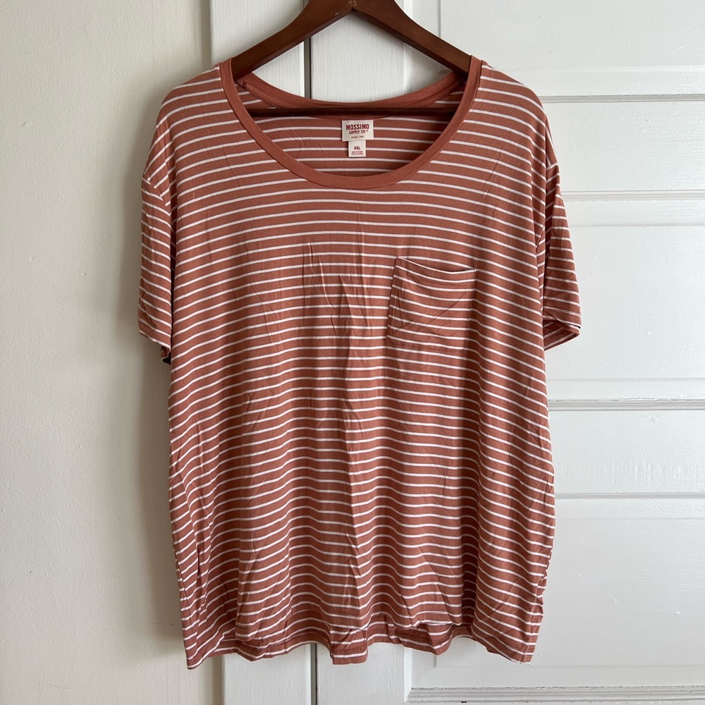 Cropped Striped Pocket Tee
